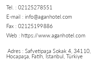 Agan Hotel Sirkeci iletiim bilgileri